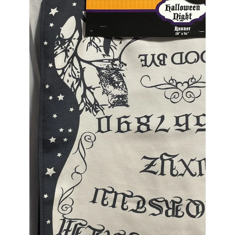Ouija Board Halloween Table Runner Long Fabric Printed 18